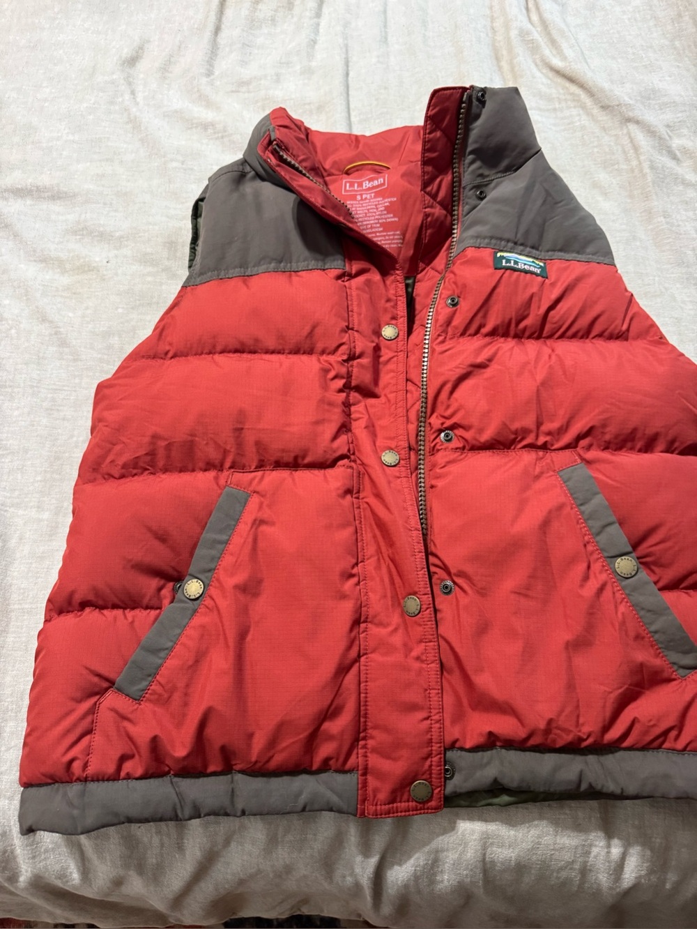L.L. Bean Women’s Orange & Gray Puffer Vest